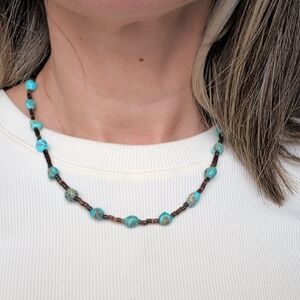 Turquoise and Brown Beaded Necklace From Türkiye